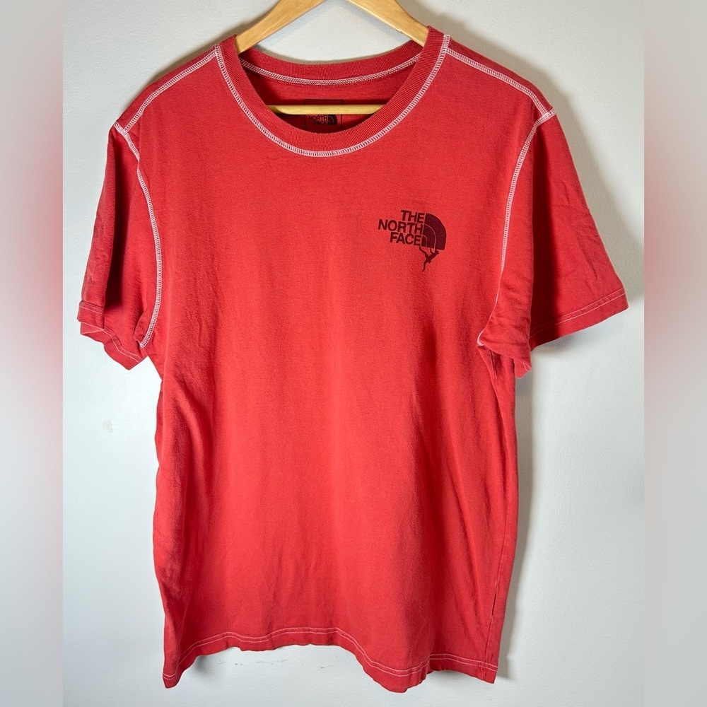 The North Face Mens T-shirt L Dome Climb Logo Short Sleeve Lava Red Cotton